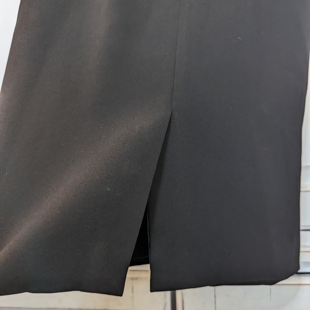 Shoshanna Black Minimalist Midi Dress Mock Neck Keyhole LBD 2 - Picture 10 of 14